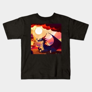 Burned village by a dragon Kids T-Shirt